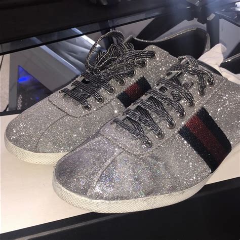 replica silver glitter gucci sneakers